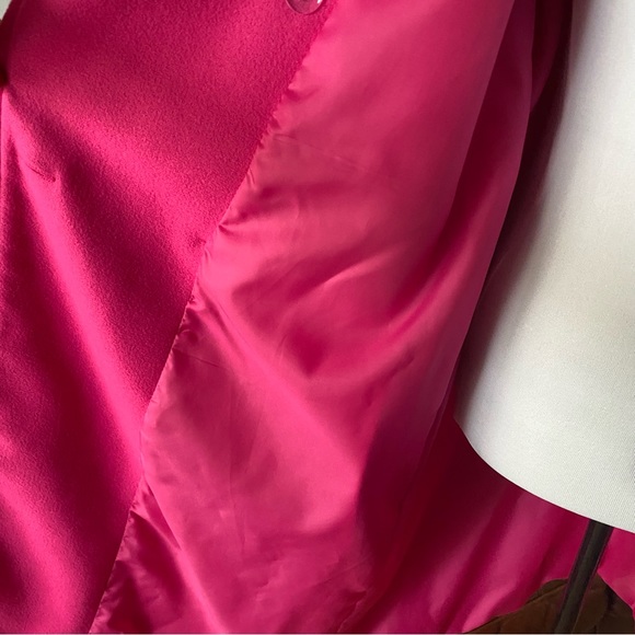 Pink/orange colorblock double-breasted coat, Medium Size 8/10 - Picture 8 of 10